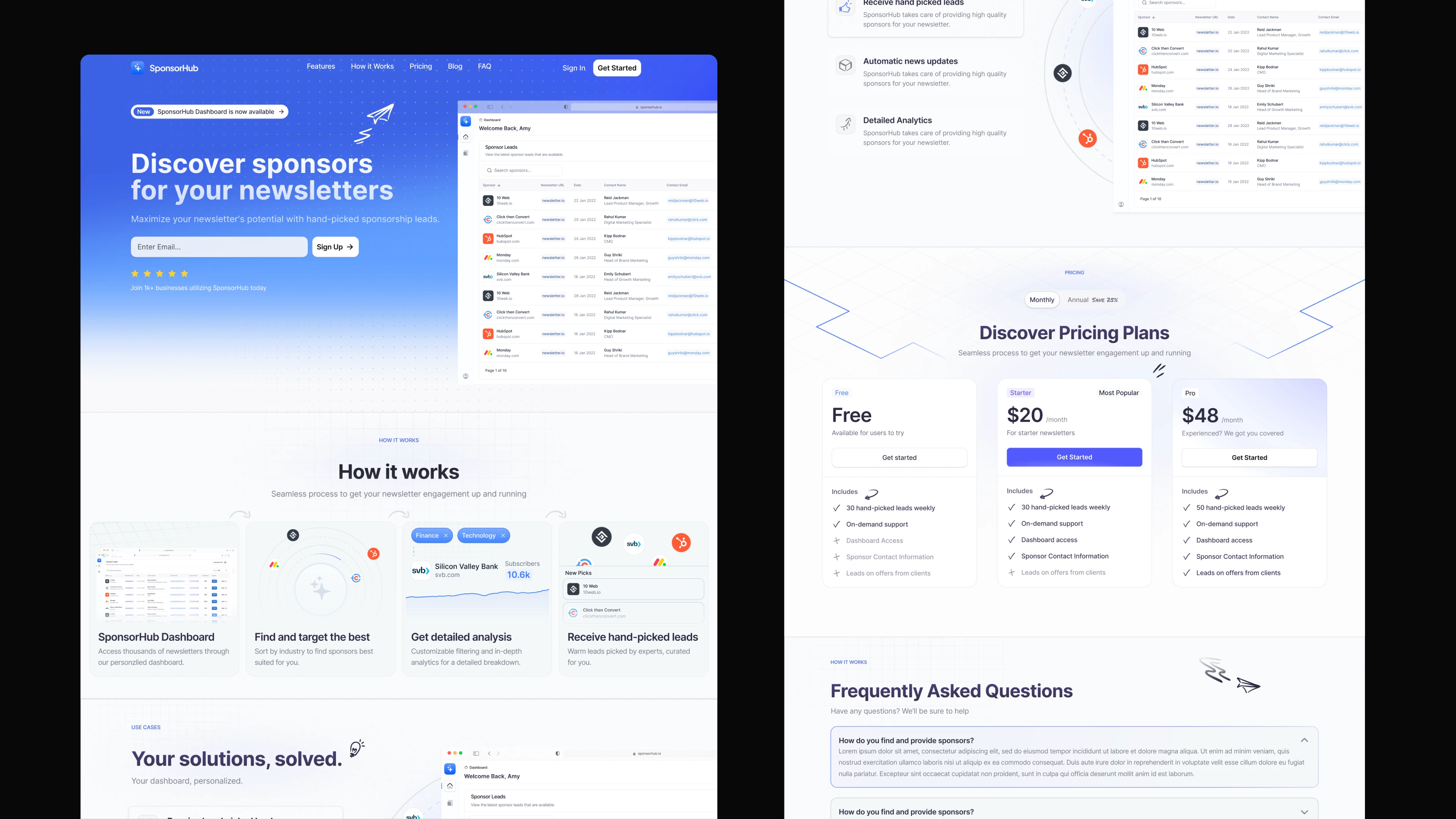 Sponsorhub — Landing page — design & development