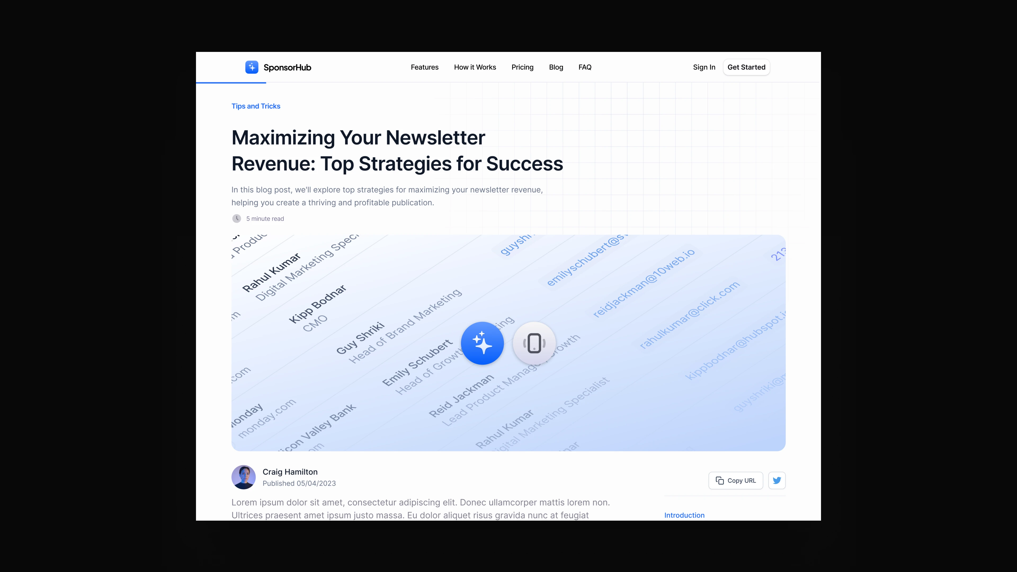 Sponsorhub — Editorial & article experience