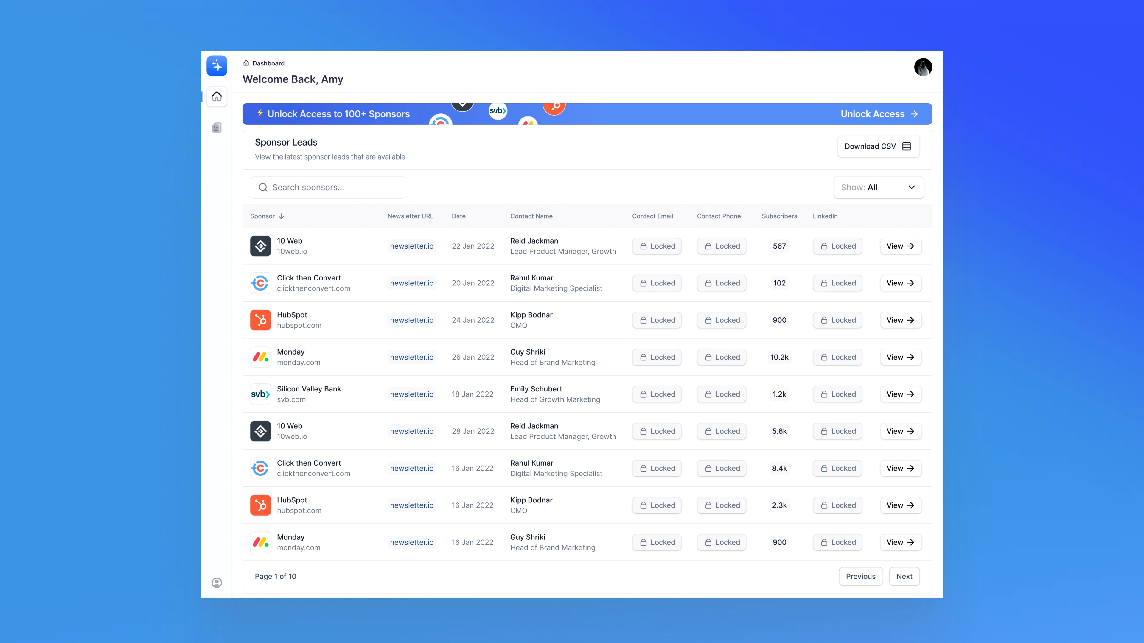 Sponsorhub — Sponsor discovery dashboard
